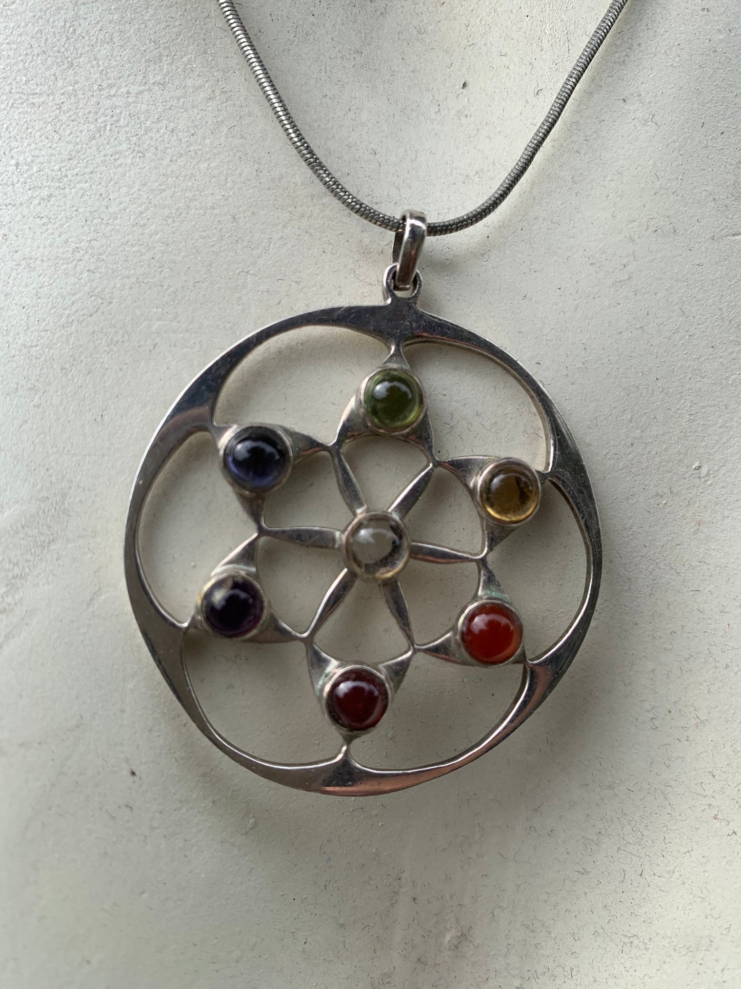 Silver chakras necklace