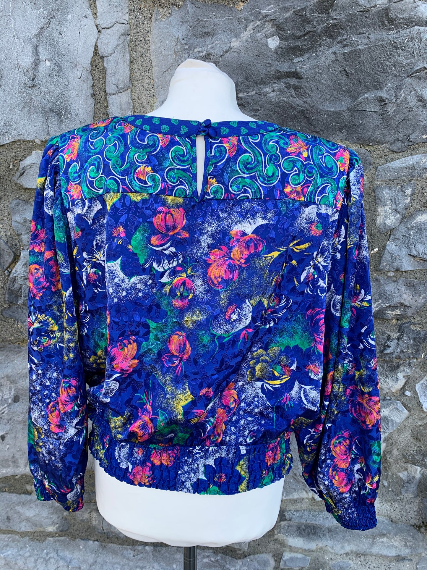 Mayeeloc 80s floral top with elasticated waist  uk 14-16