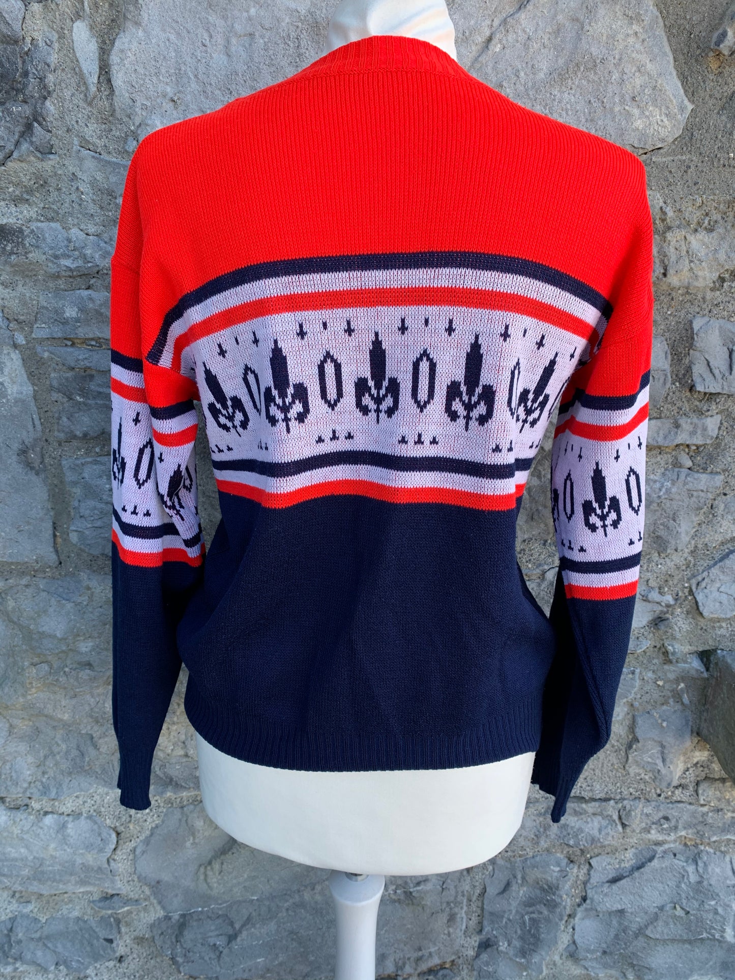 80s red&navy jumper   uk 8-10