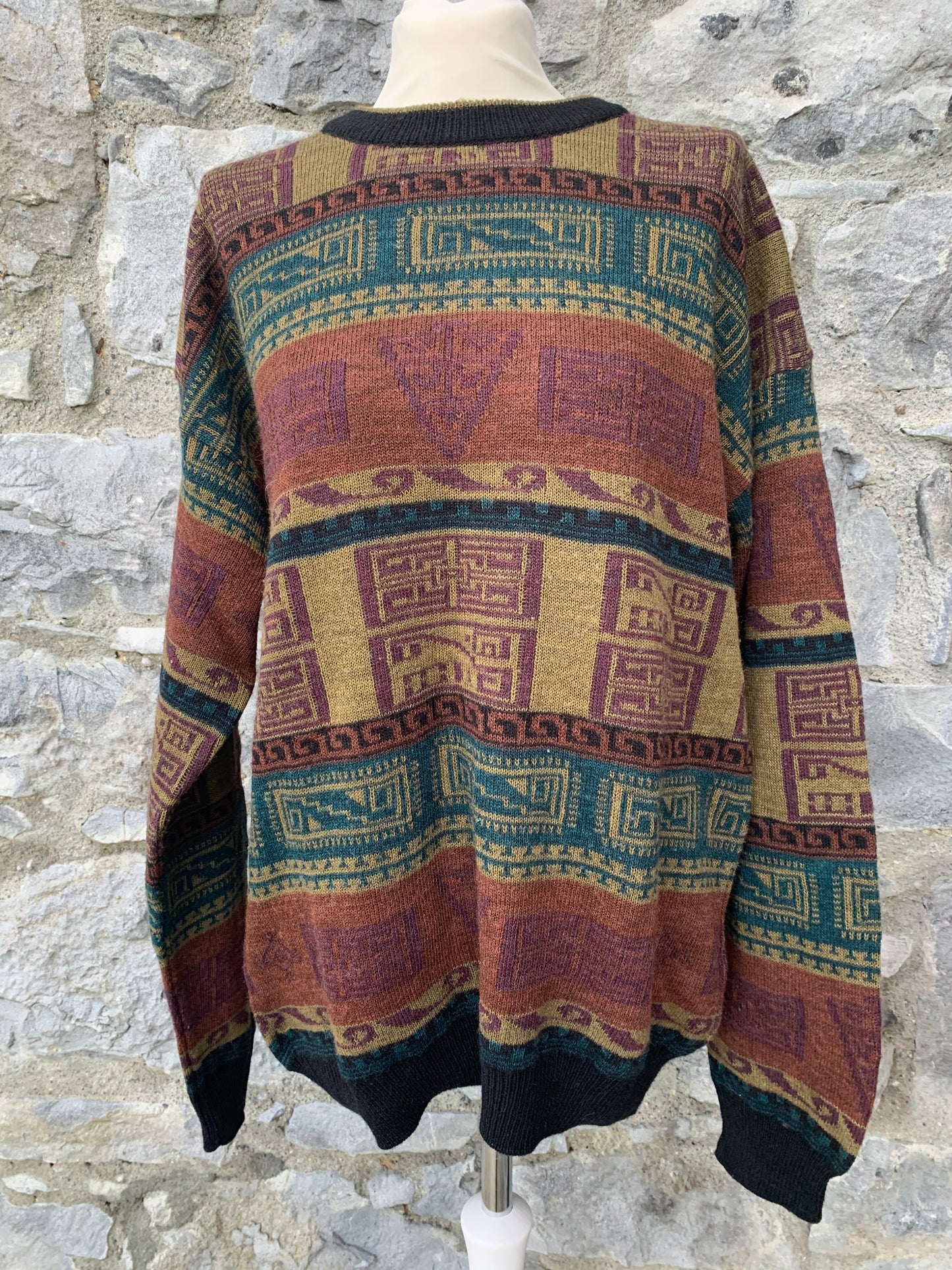 80s brown Aztec jumper   M/L