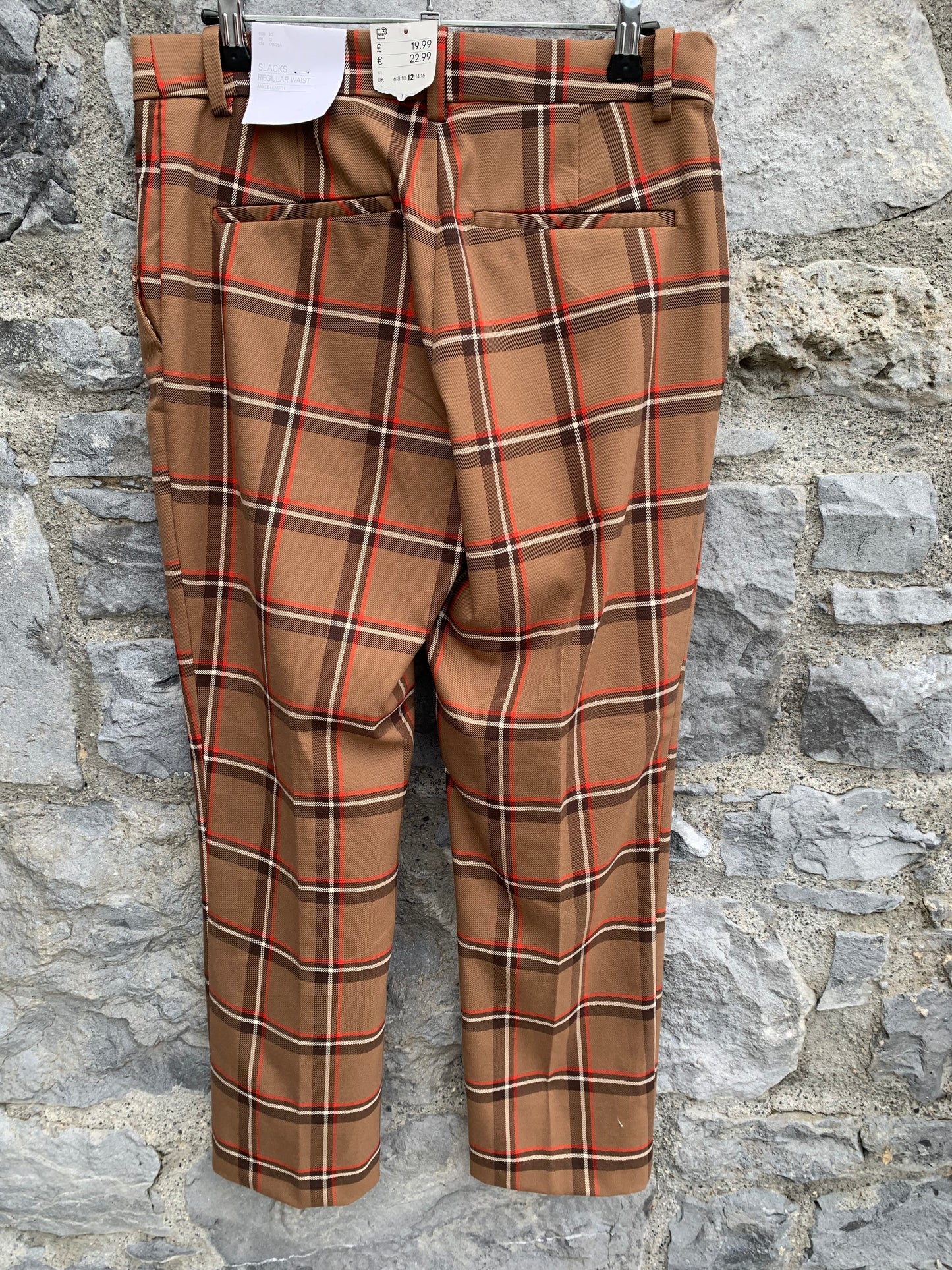 Brown check pants   uk 12