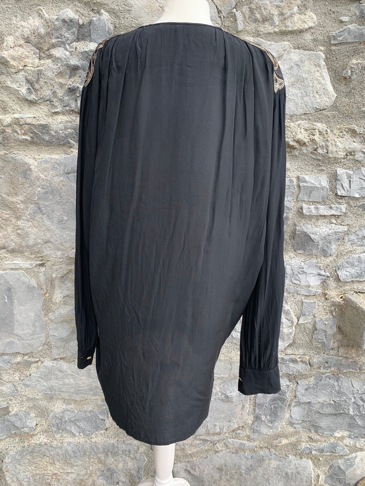 Black shirt with embroidered shoulders  uk 12-16