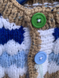 Blue&brown bubble knit cardigan  12-18m (80-86cm)
