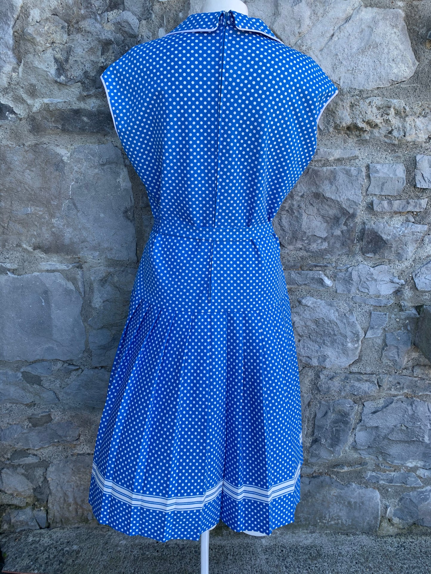 Diolen 70s polka dots blue dress   uk 12-14