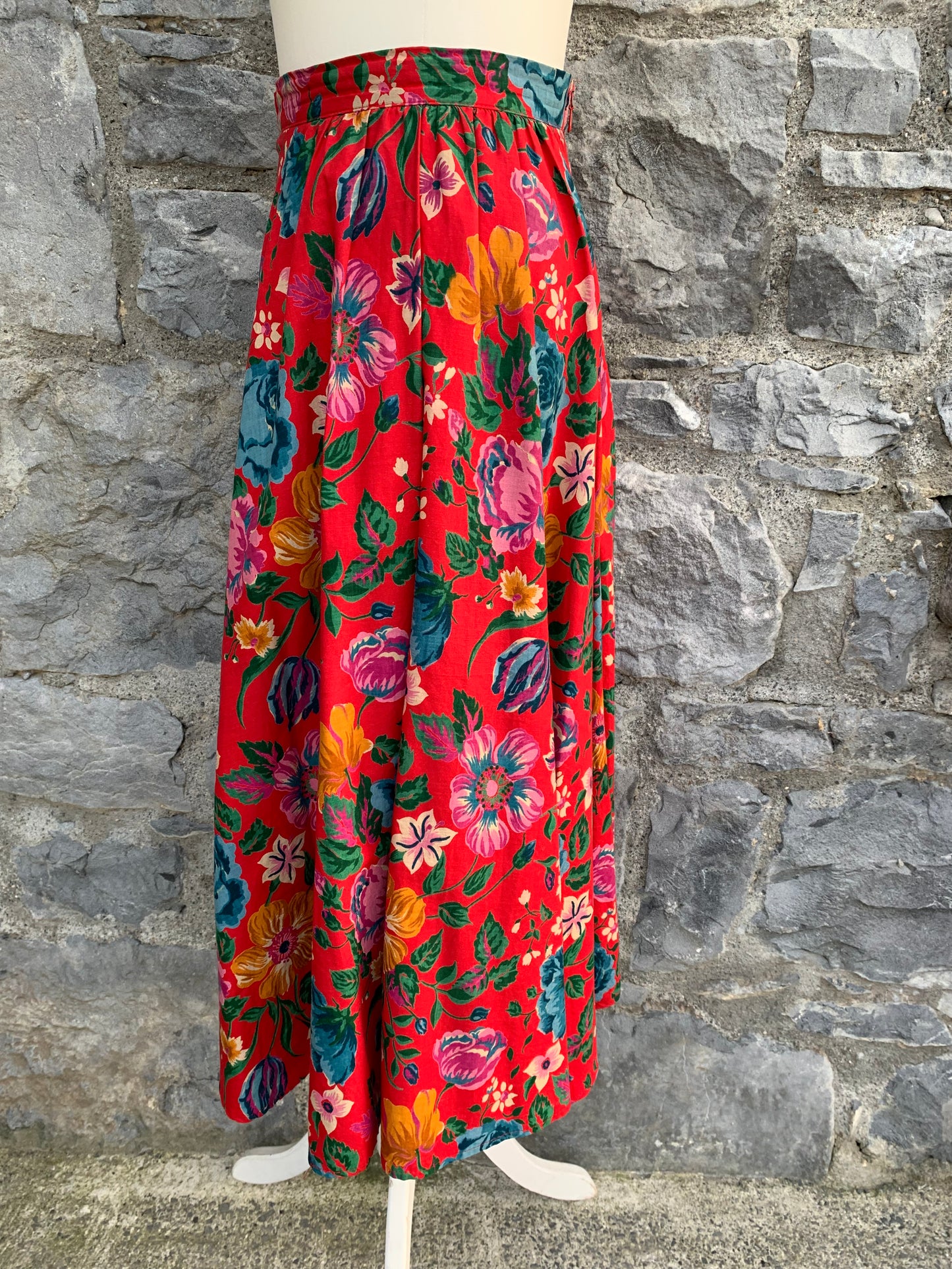 80s floral full skirt   uk 8