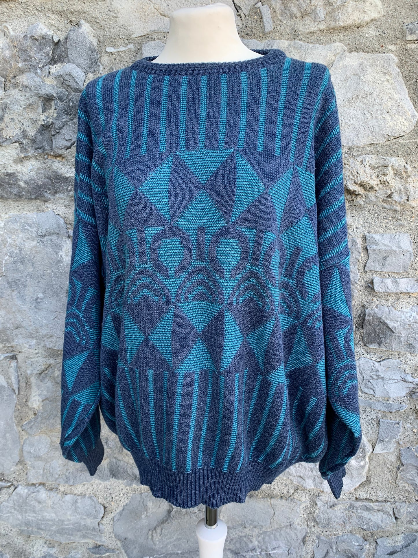 Blue geometric jumper  Large