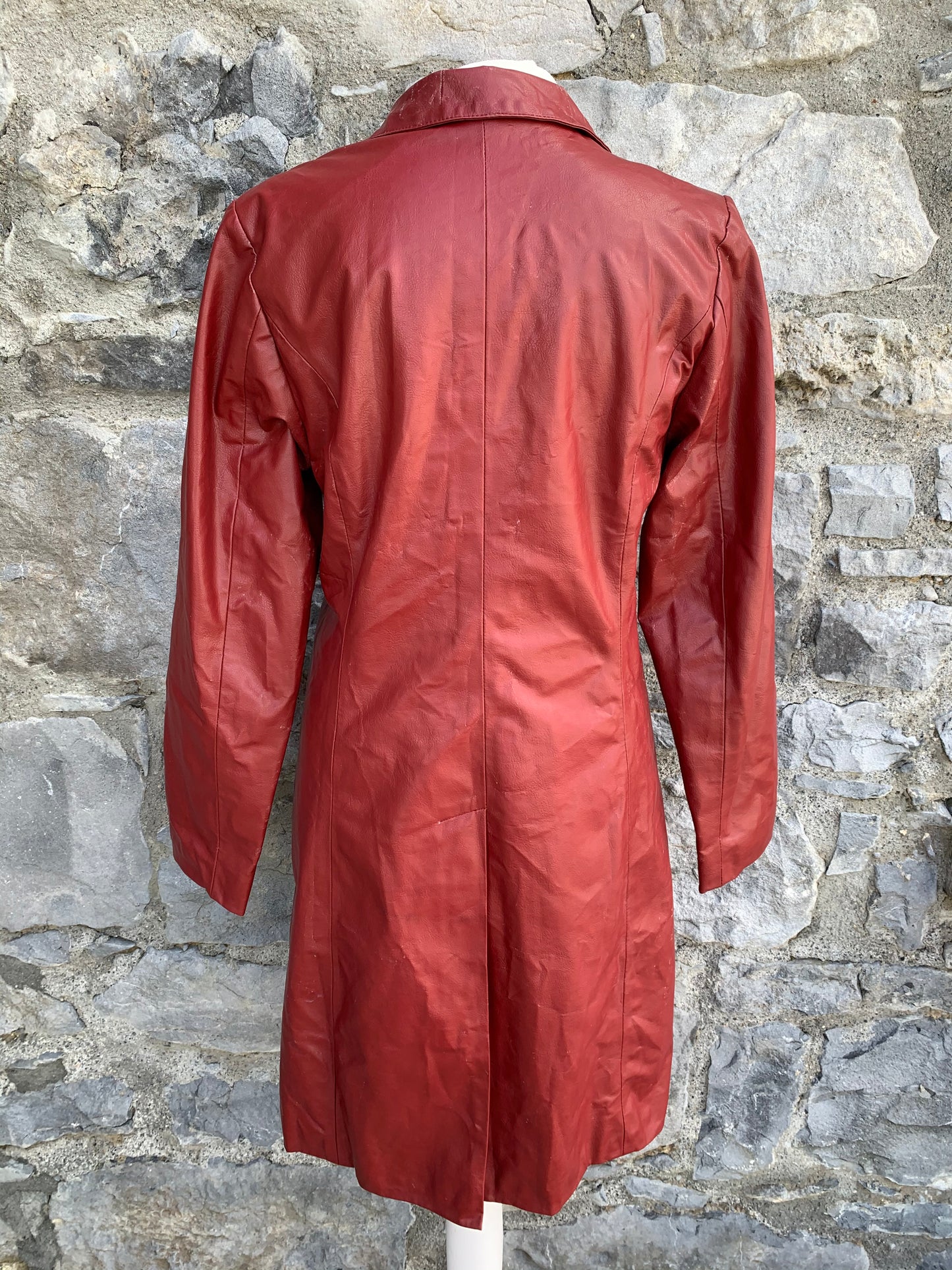 Red leather coat  uk 10