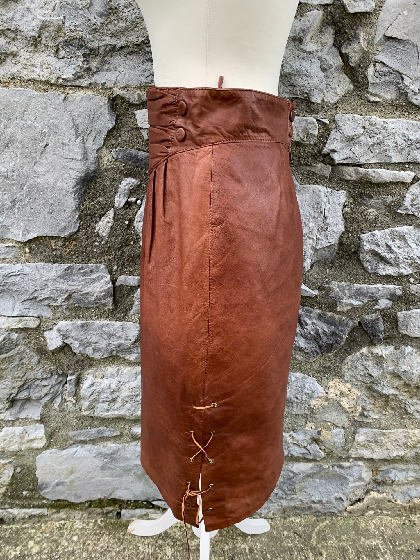 Pnella brown leather skirt   uk 12