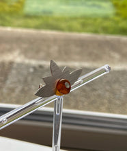 Load image into Gallery viewer, Amber and silver brooch
