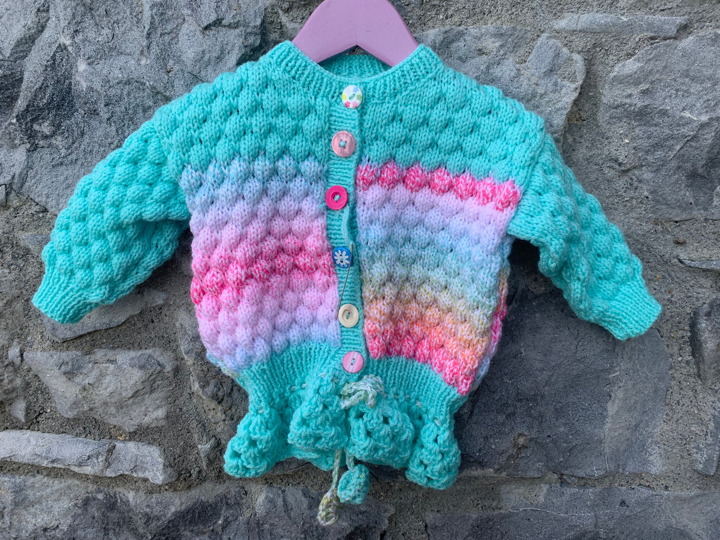 Mint&pink cardigan   9-12m (74-80cm)