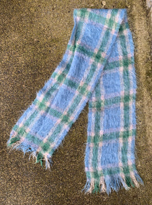 Blue hairy scarf