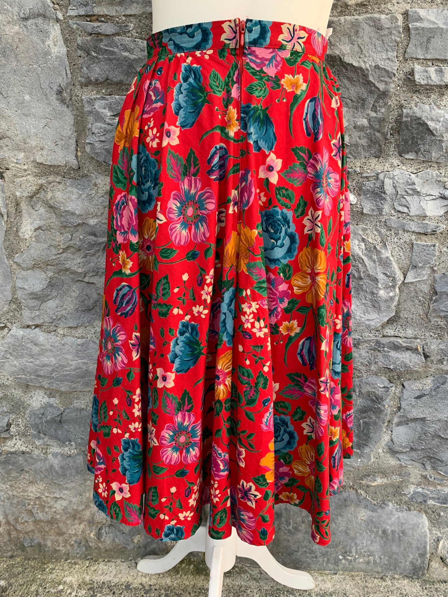 80s floral full skirt   uk 8