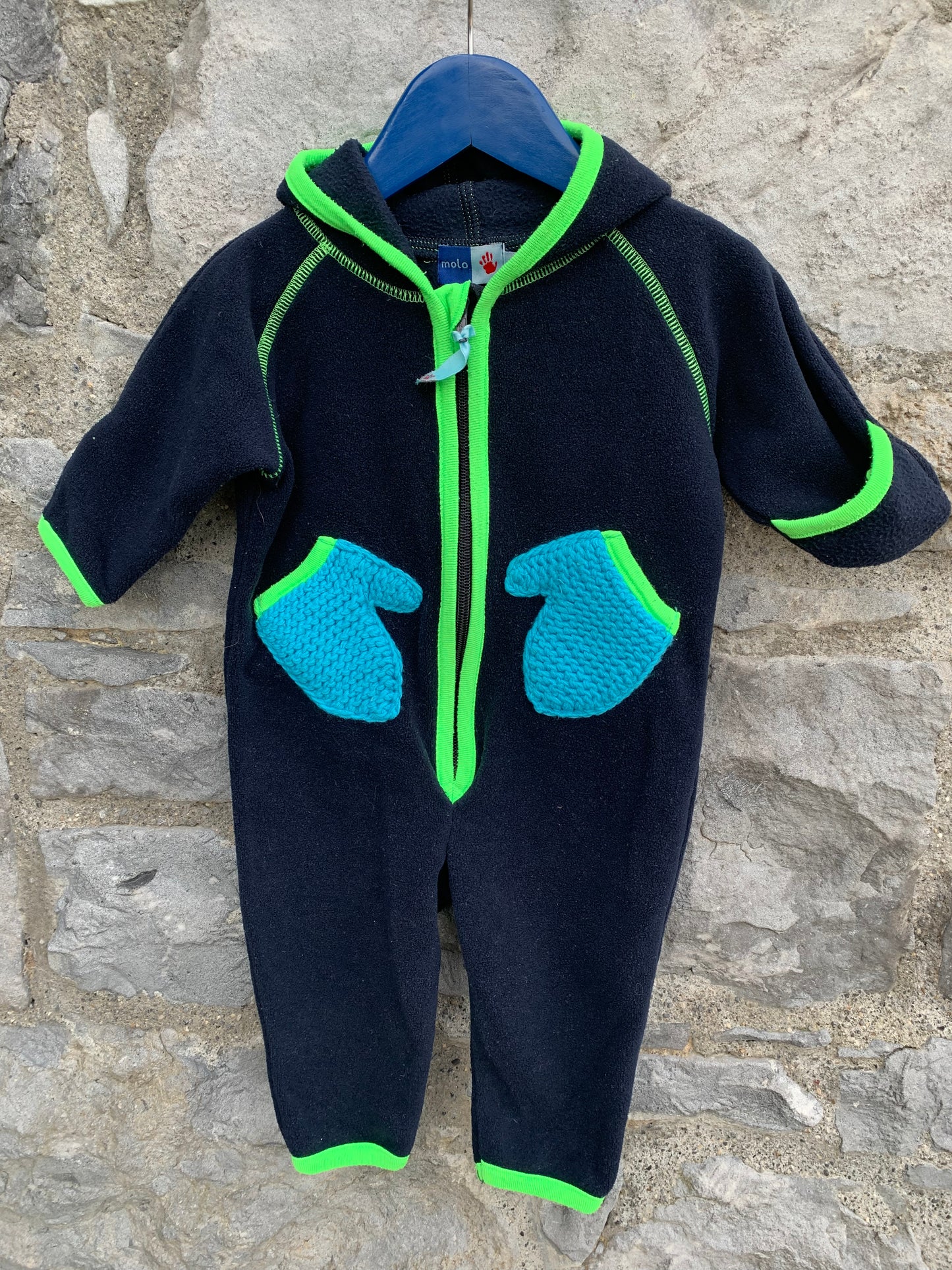 Navy fleece onesie  3-6m (62-68cm)