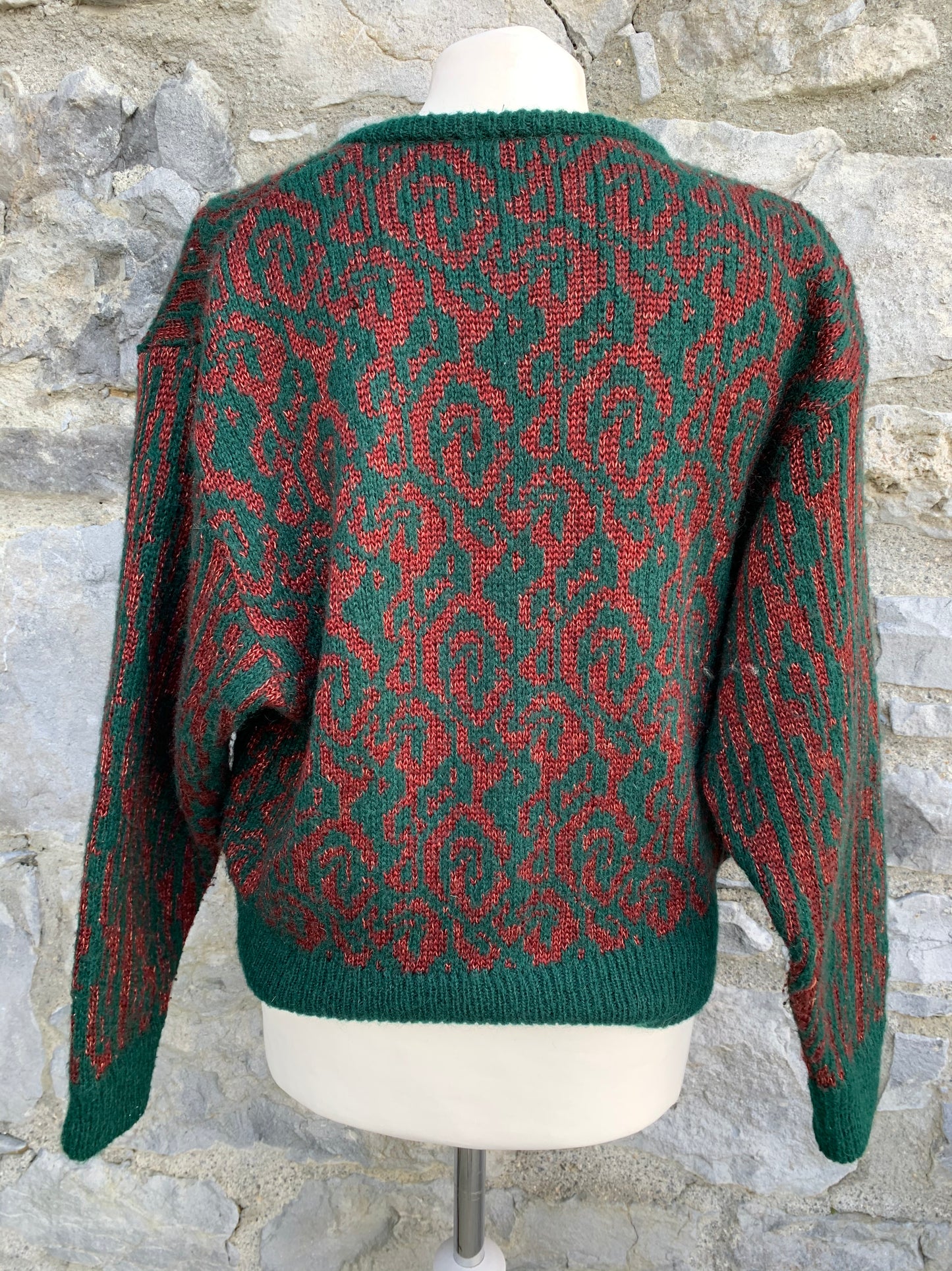 Jaeger 80s Red&green cardigan   uk 12