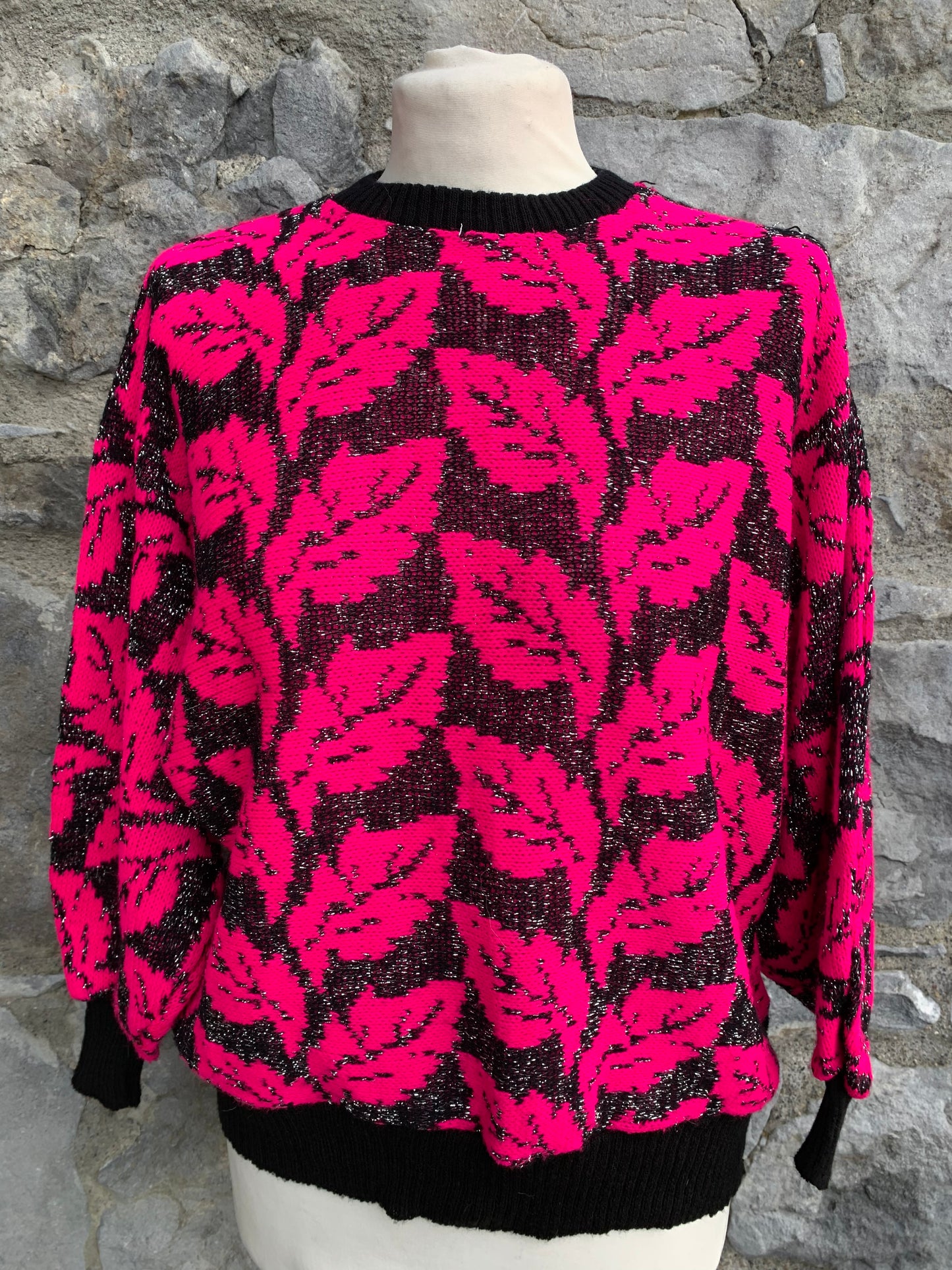 Pink&grey leaves jumper uk 12