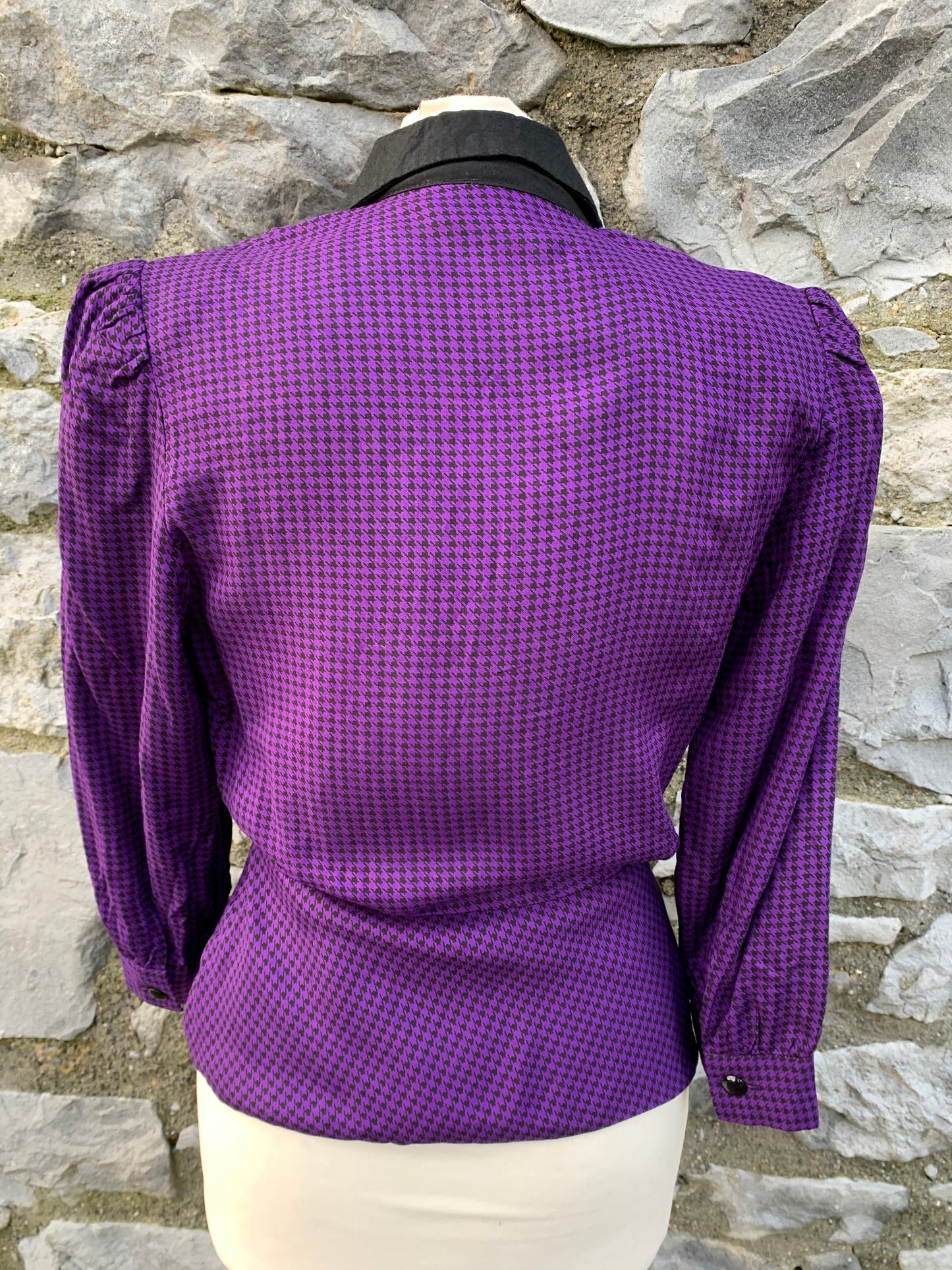 Butterfly purple houndstooth blouse   uk 8