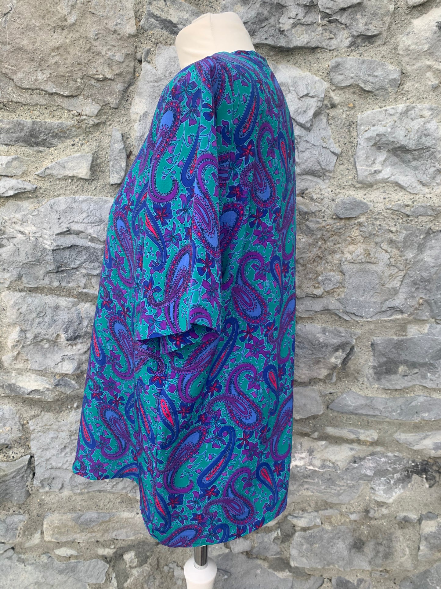 Heritage road 80s blue paisley top   uk 12-14