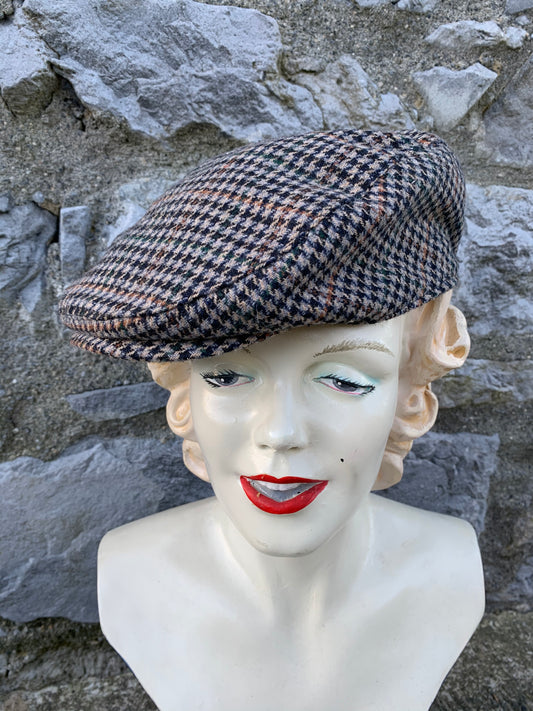 Navy houndstooth cap