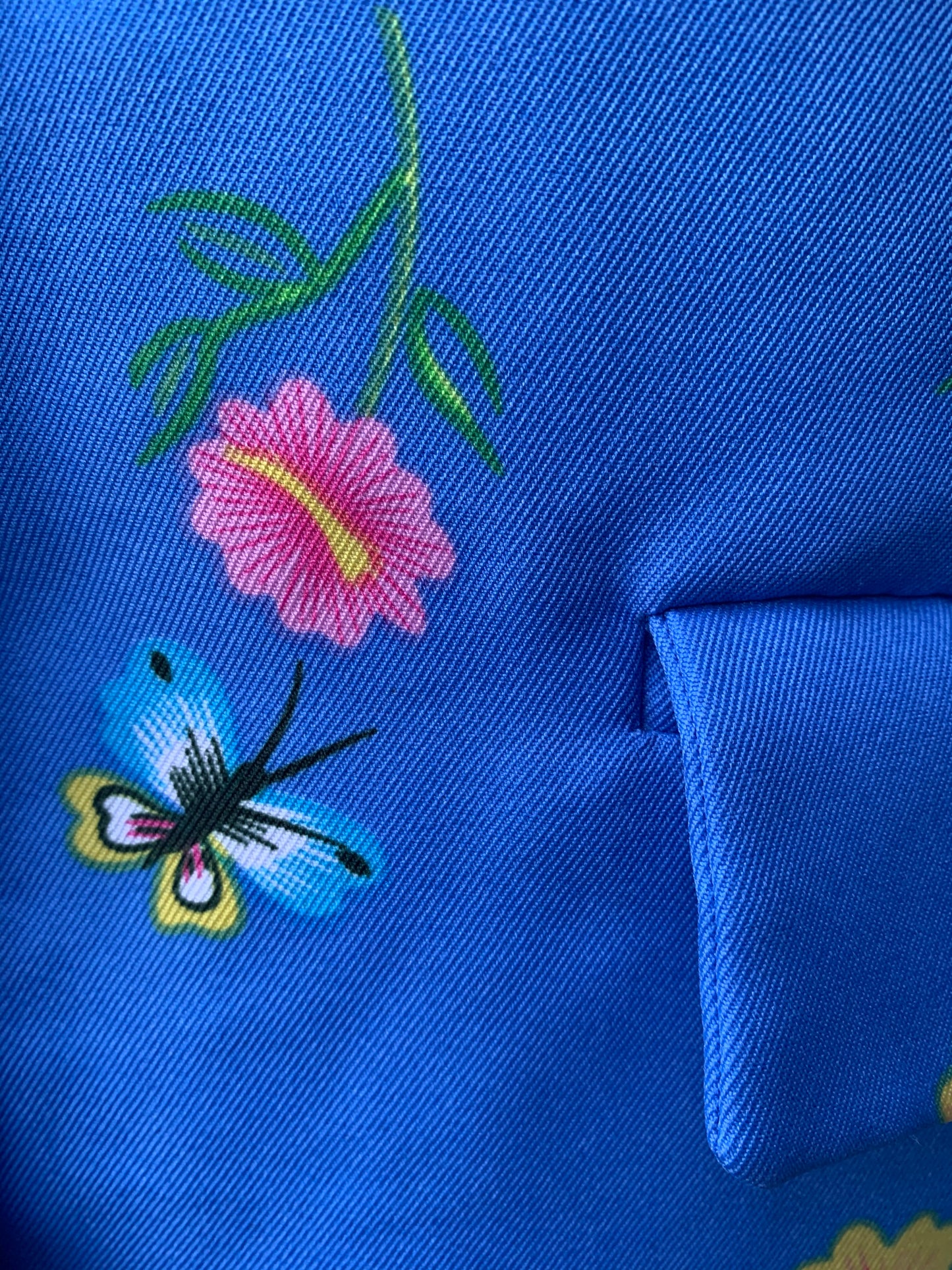 Tudor court blue jacket with butterflies   uk 14