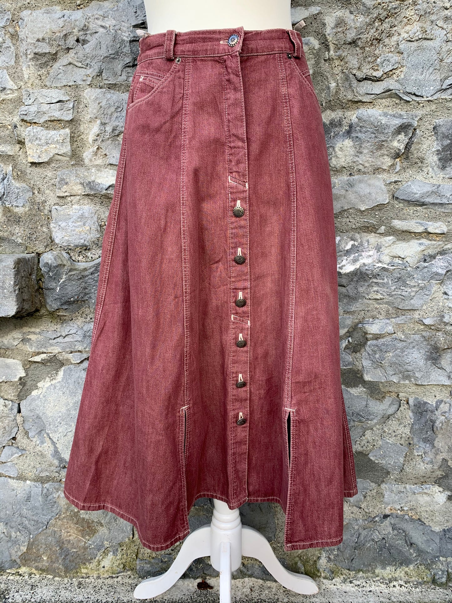 Walbusch maroon denim skirt   uk 12