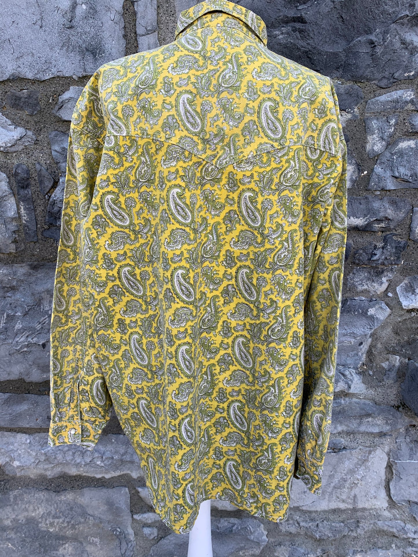 Yellow denim paisley shirt   M/L