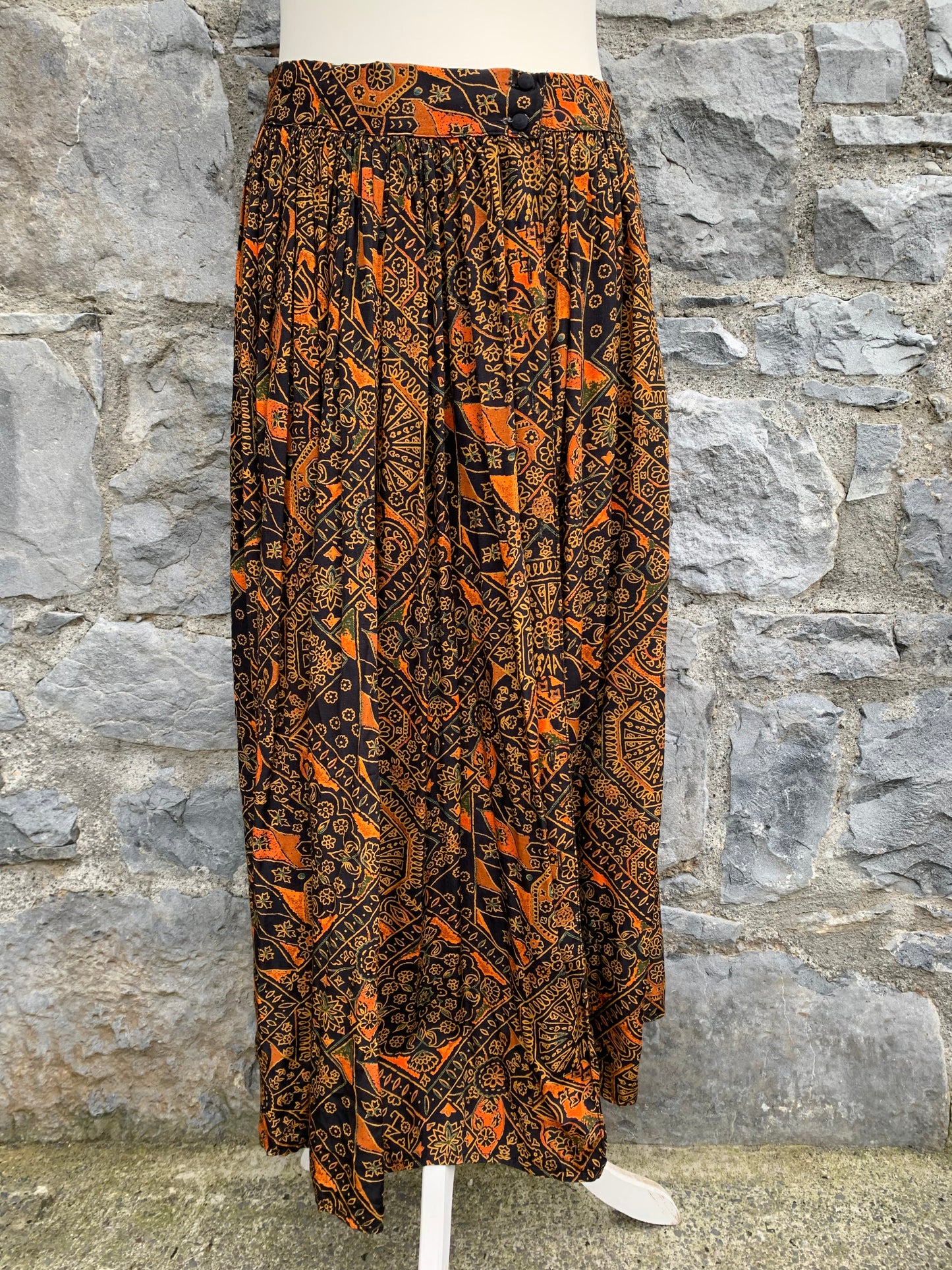 80s orange wrap skirt  uk 12