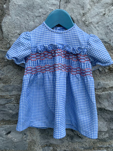 Blue gingham dress  12-18m (80-86cm)