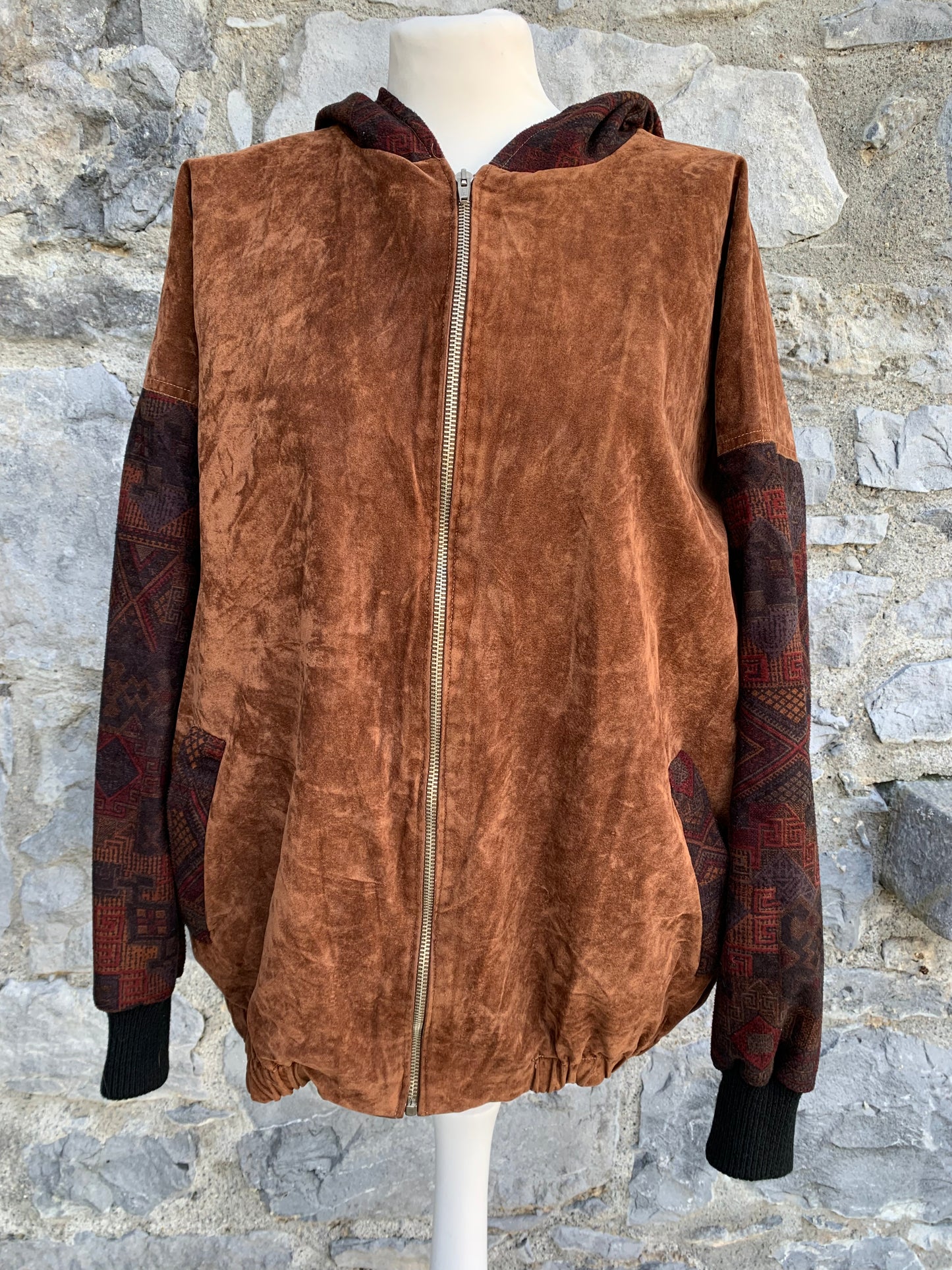 Brown suede hooded jacket  uk 10-12