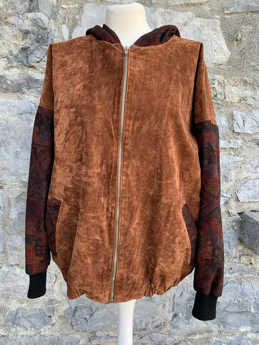 Brown suede hooded jacket  uk 10-12