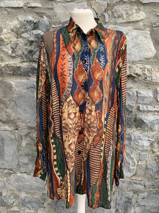 G.Weber 80s brown abstract long shirt  uk 14