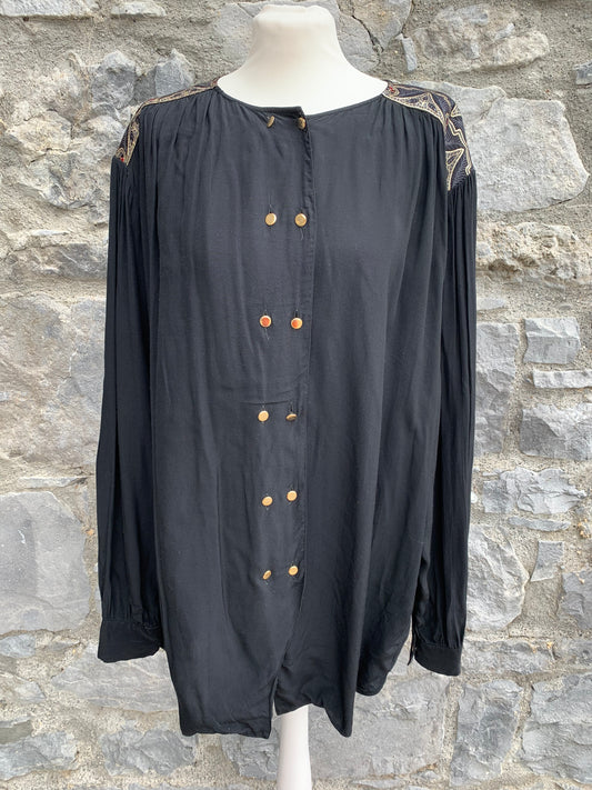 Black shirt with embroidered shoulders  uk 12-16