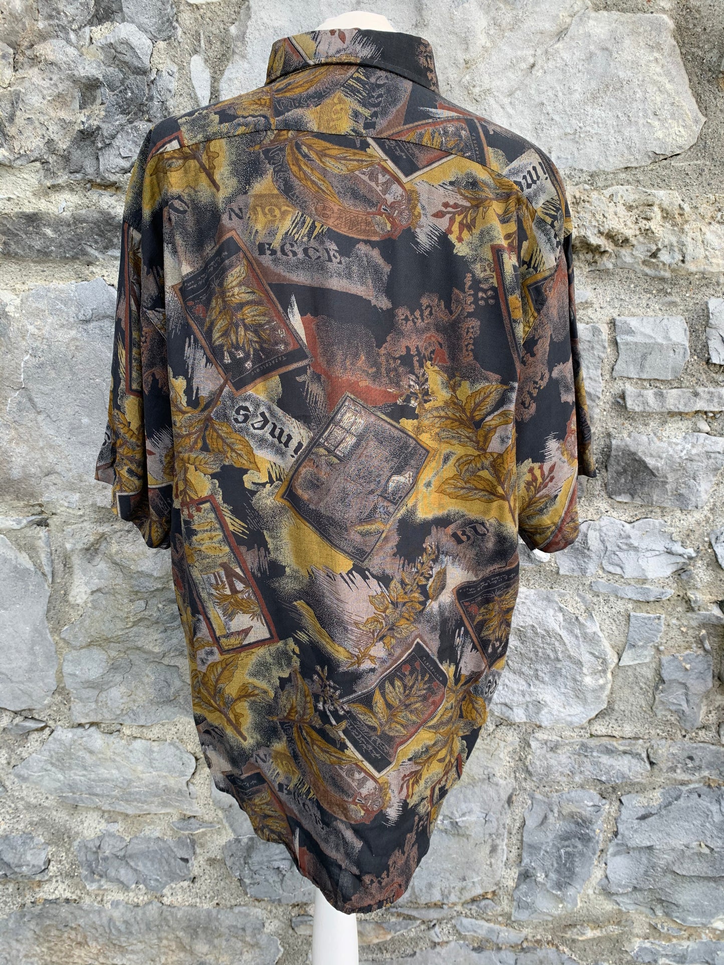 Dergi 80s brown leaves shirt   Large