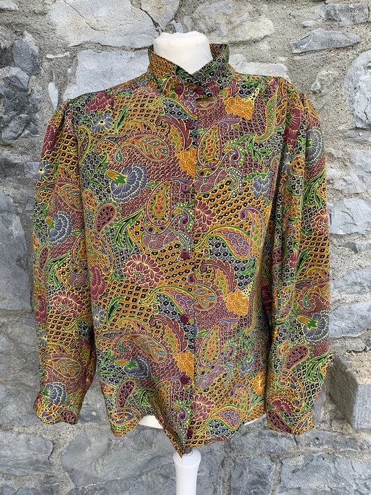 Karelia 80s brown abstract shirt  uk 14