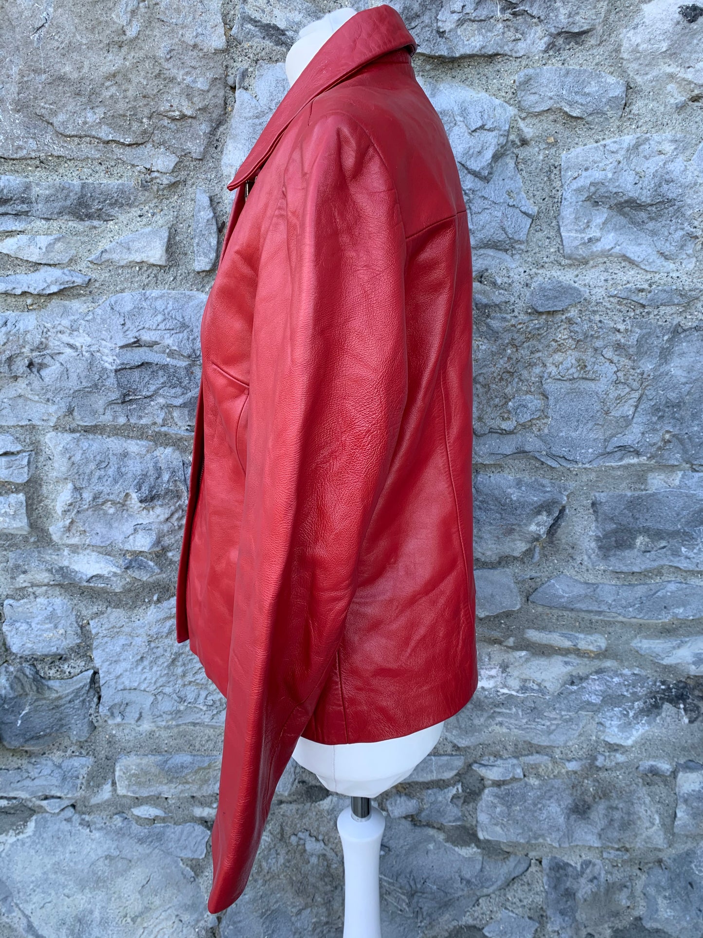 Red vintage leather jacket   uk 14