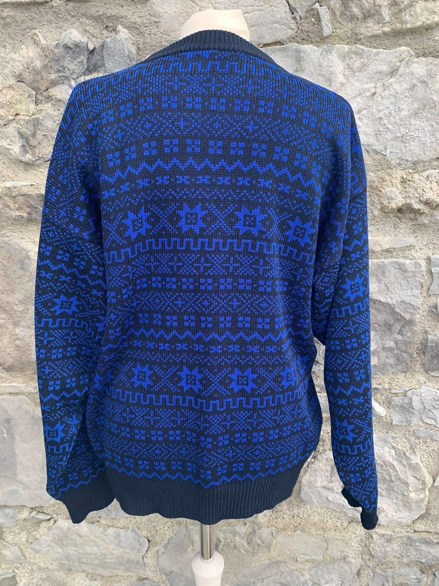 80s blue geometric jumper  Medium