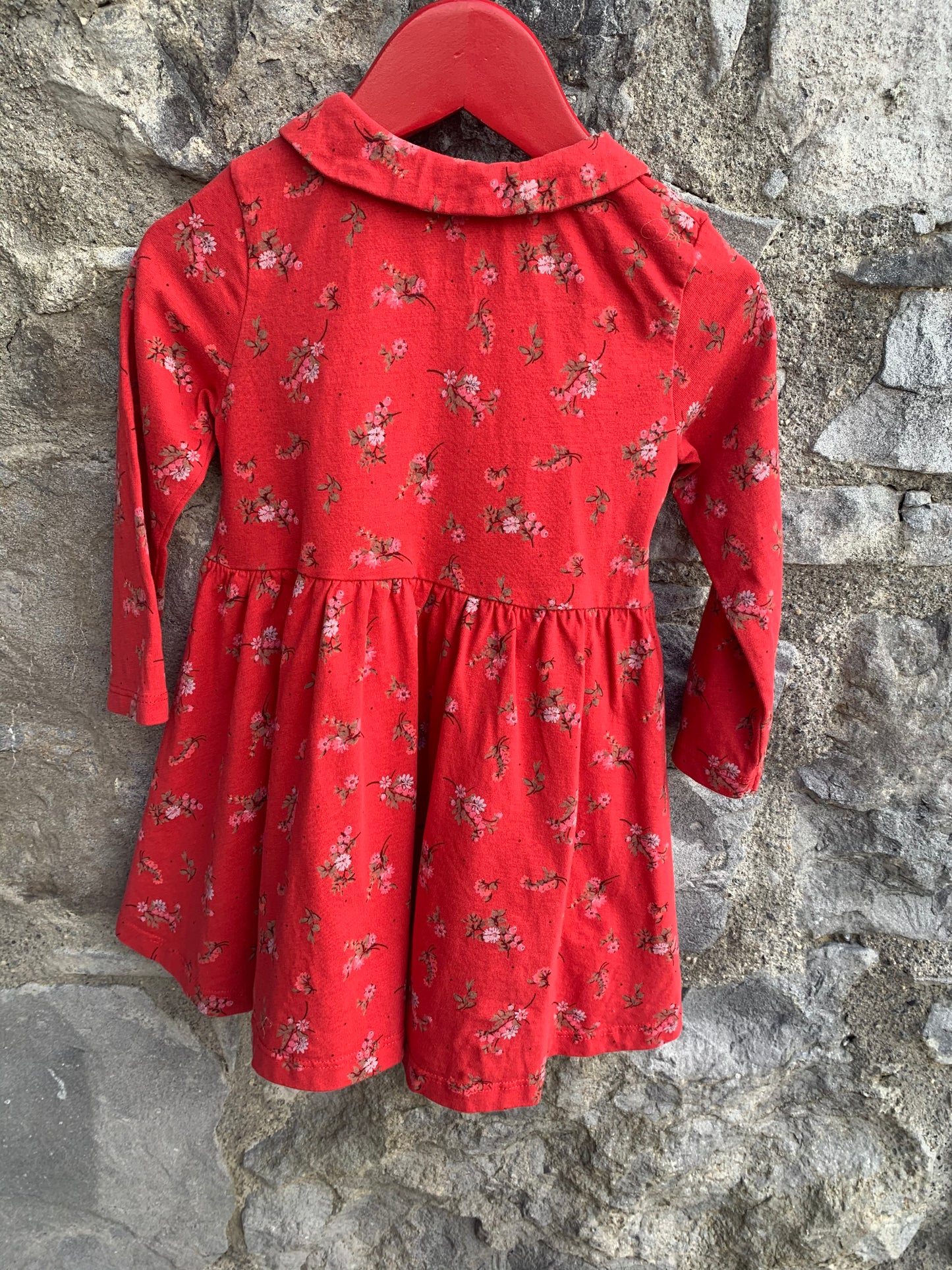 Red floral dress  12-18m (80-86cm)