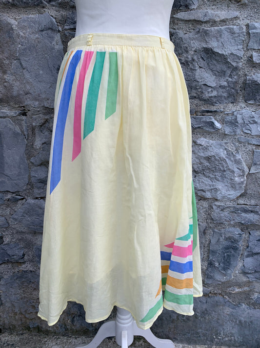 80s yellow skirt with stripes   uk 10