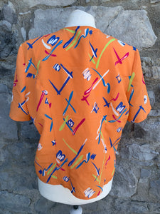 80s orange blouse  uk 10-12