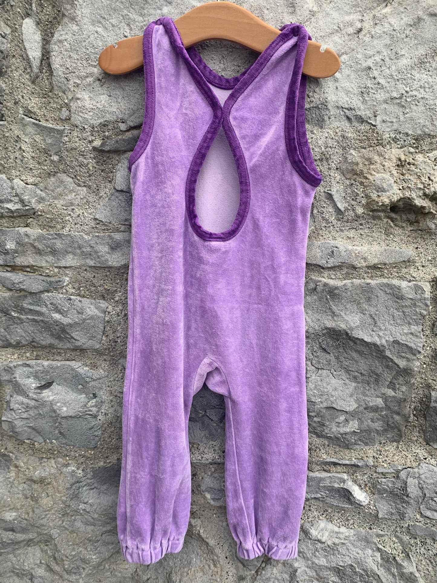 Purple velour dungarees  12-18m (80-86cm)