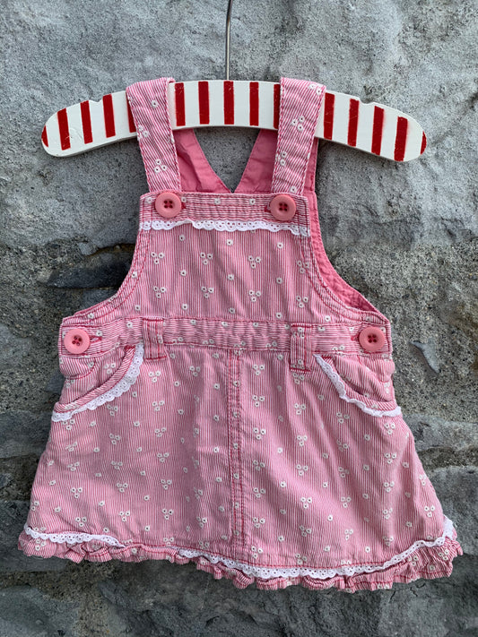 Stripy pink pinafore    3-6m (62-68cm)