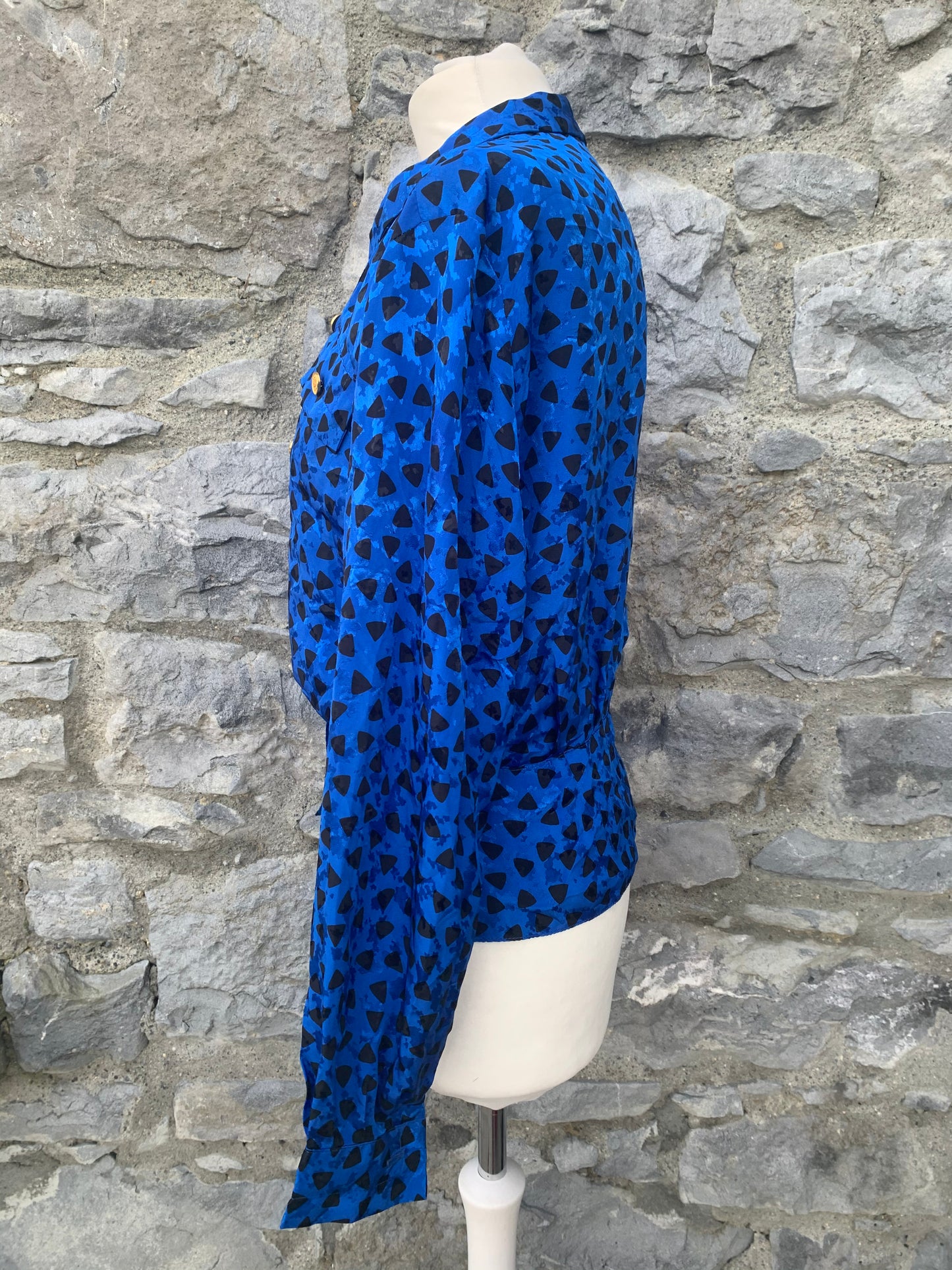 80s blue blouse   uk 12