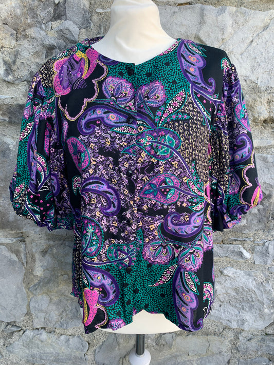 80s abstract purple blouse   uk 14