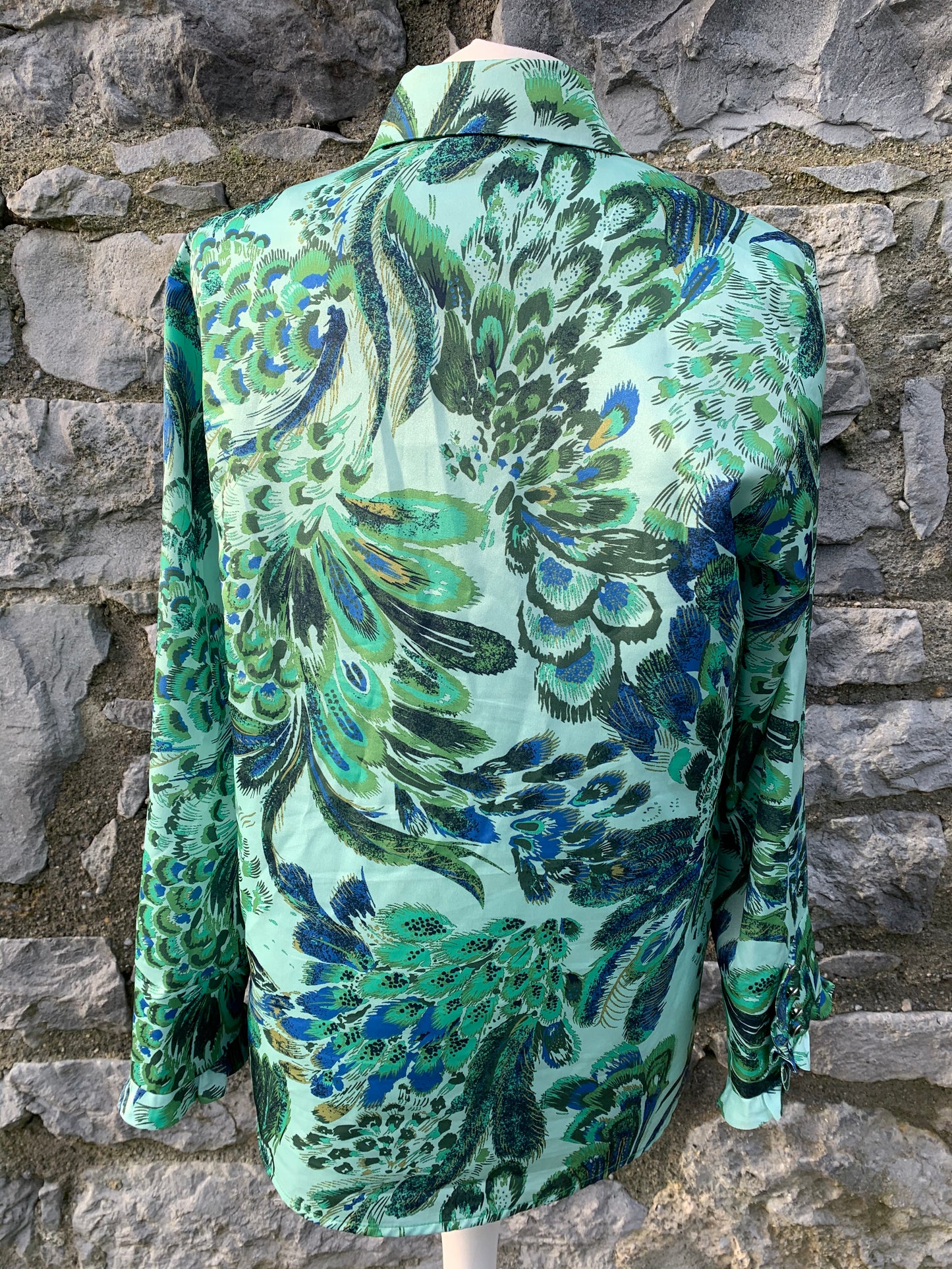 Green peacock feathers blouse   uk 12