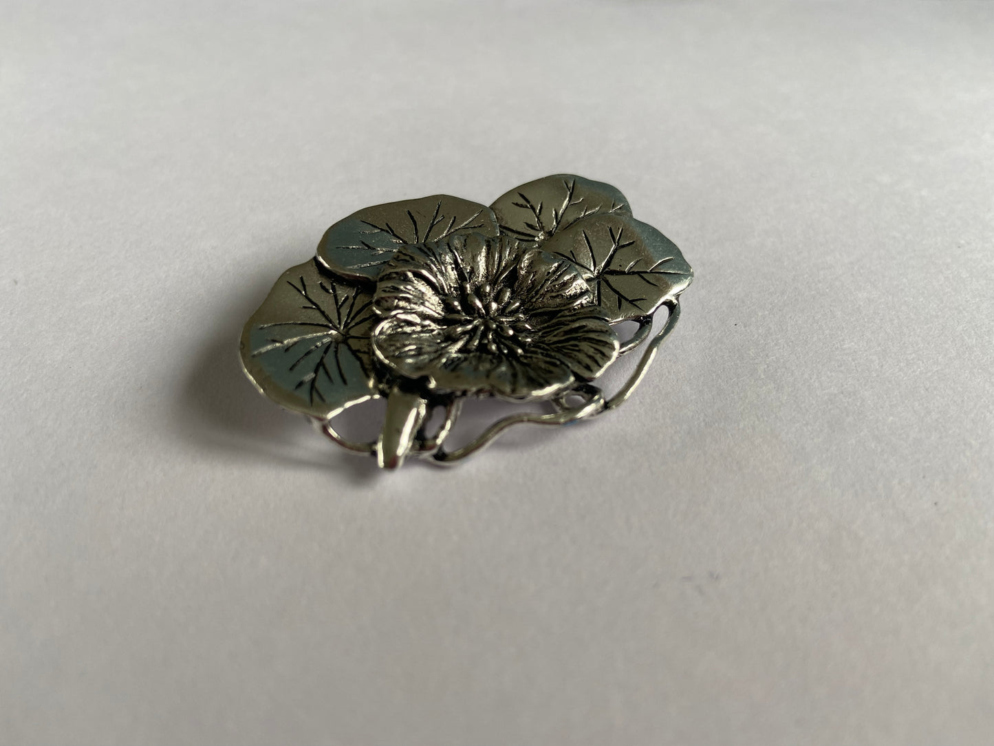 Flower silver brooch