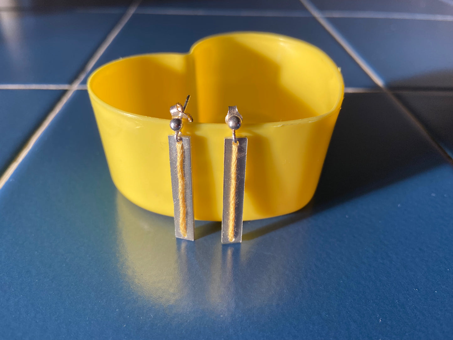 Yellow Cotton Silver earrings