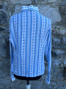 80s blue floral panels shirt uk 10-12