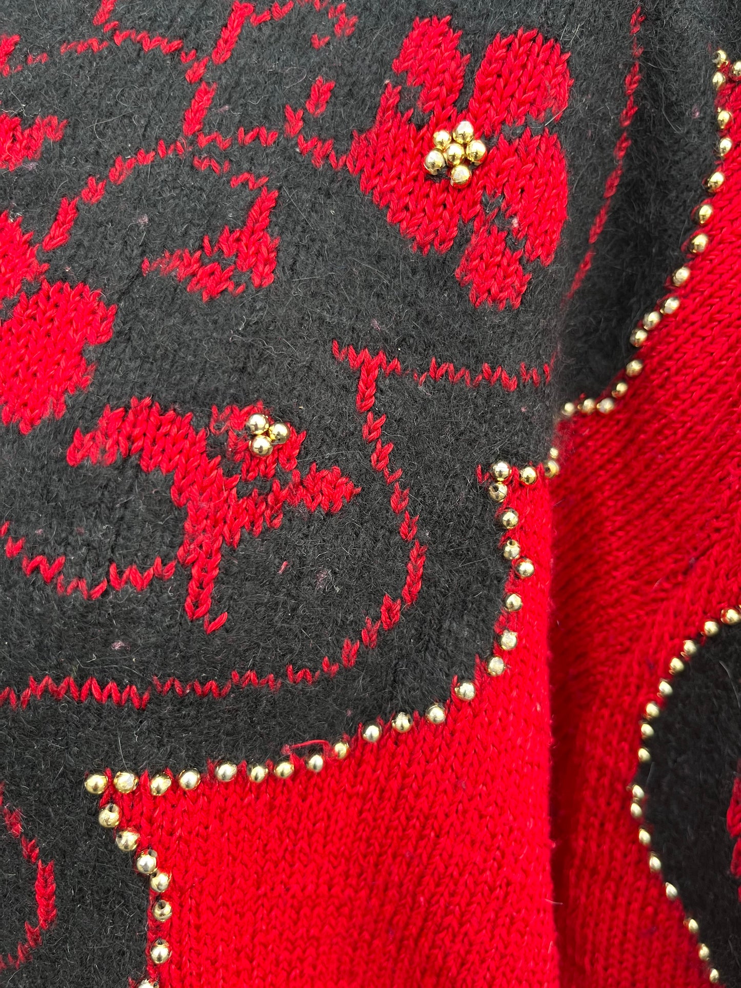 80s red embroidered jumper uk 12