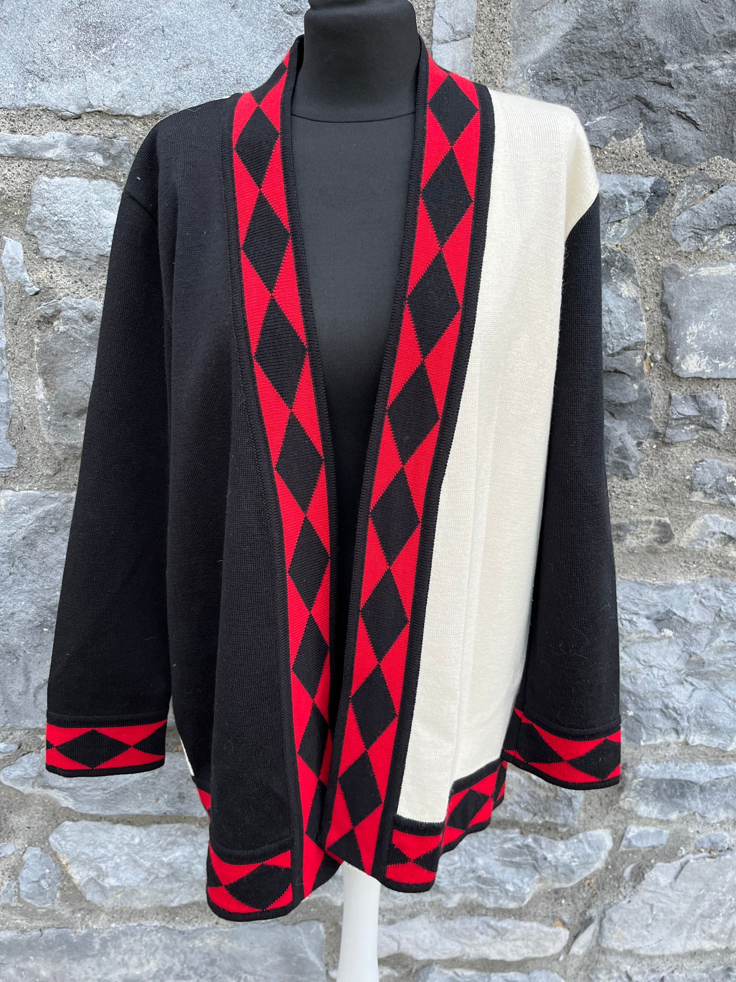 80s Black&white cardigan uk 12