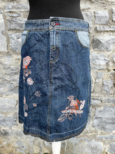 Load image into Gallery viewer, Embroidered denim skirt uk 10
