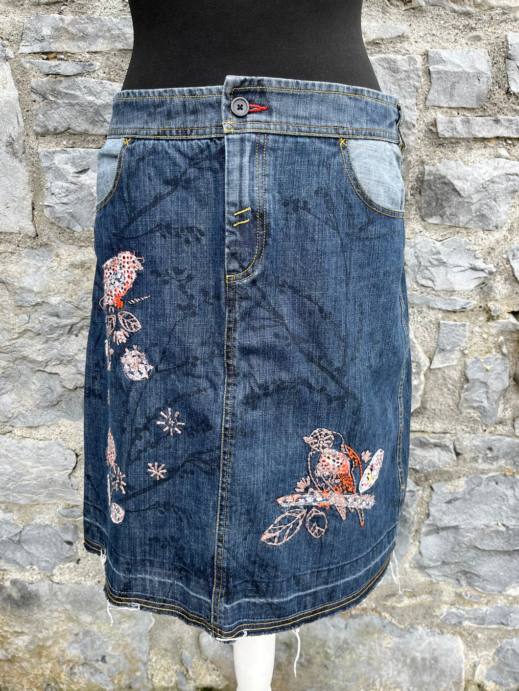 Embroidered denim skirt uk 10